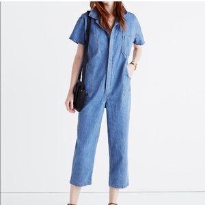 Caron Callahan Crawford Blue Denim Jumpsuit | size M